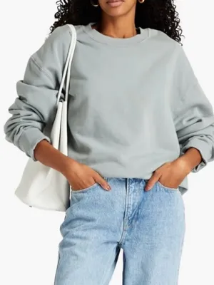 Good American Boyfriend French Terry Cotton Crewneck Sweatshirt Size 2/Medium thumbnail 1
