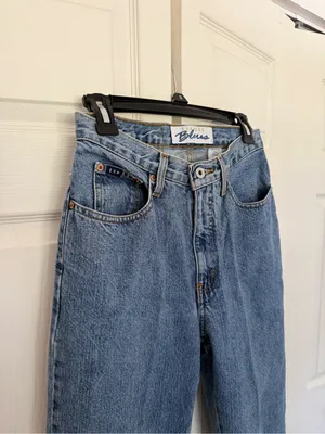 Vintage Express Women's Blue Jeans Straight Skinny High Waisted Size 7/8 Long thumbnail 3