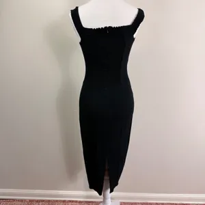 Reformation Black Sweetheart Off Shoulder Smocked Back Midi Dress Womens US 6 thumbnail 4