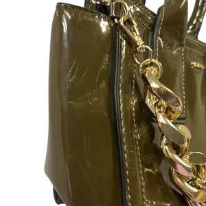 ALDO Fabyx satchel bag khaki green chunky gold chain Handbag Crossbody 8 x 6 in thumbnail 10