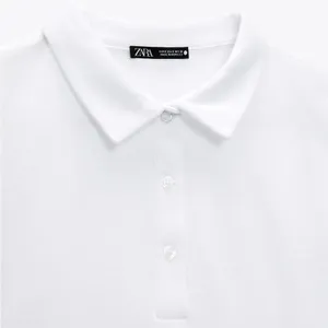NWT ZARA CROPPED POLO WHITE MEDIUM Rugby Preppy Academia thumbnail 4