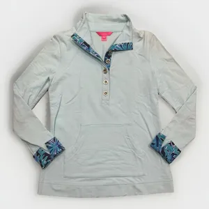 Lilly Pulitzer UPF 50+ LANDLEY Popover XS Green Blue Athleisure Preppy Sweater‎ thumbnail 3