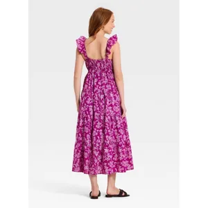 Universal Threads Purple Floral Ruffle Sleeve Maxi Sundress Small NWOT thumbnail 2