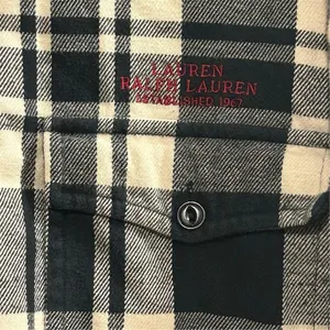 Lauren Ralph Lauren‎ Women’s M Black and White Plaid Flannel Full Zip Jacket thumbnail 10