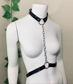 Black Harness Chunky Chain Belt New thumbnail 10