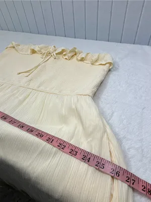 Hollister Cream Smocked Strapless Ruffle Maxi Dress size XXL P thumbnail 10