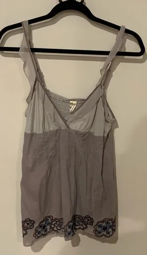 Cute n Flirty Ruffled Strap Tank Gray Size L thumbnail 1