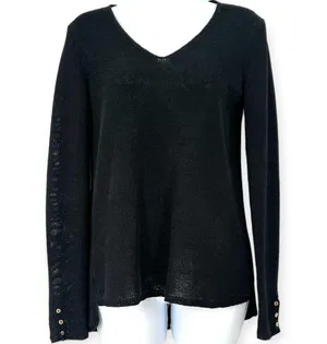 J. McLaughlin | XS | Open Knit Semi Sheer V-neck Pullover Sweater thumbnail 2
