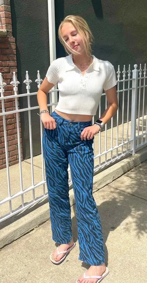 Boutique Straight Leg Zebra Jeans thumbnail 1