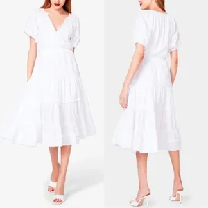 Betsey Johnson White Spectator Tiered Midi Dress Prairie Cottagecore Confetti thumbnail 2