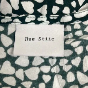 Anthropologie Rue Stiic XS Green White‎ Laguna Heart Print Button Up Mini Dress thumbnail 8