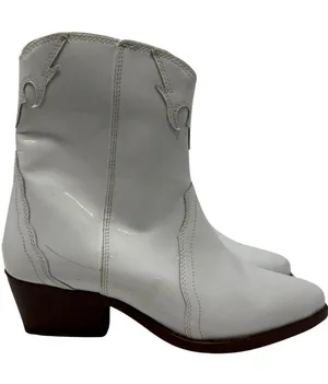 Free People New Frontier Western Cowboy Boot Womens 6.5 White Patent Leather NWT thumbnail 1