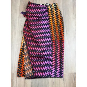 Zara Geometric Print Beaded Trim Sarong Wrap Maxi Skirt Multicolor Womens Med thumbnail 2