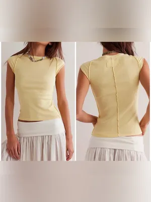 NWOT Free People We The Free Ever Had Tee - mellow yellow - XS thumbnail 2