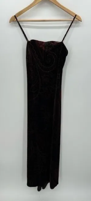 Womens Y2K Velvet Paisley Maxi Dress‎ Size 6 Whimsigoth Dark Romantic Goth thumbnail 1