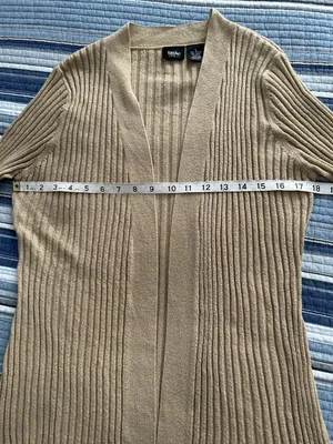 Mossimo Collarless Long Sleeve Open front Rib Knit Cardigan Gold Size S thumbnail 4