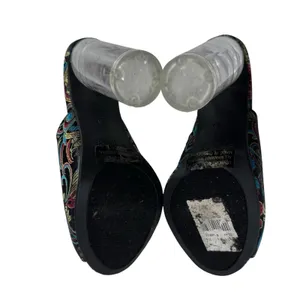 Rouge Helium Clear Heeled Mules Floral Embroidered Heels Open Toe‎ Size 6 thumbnail 6