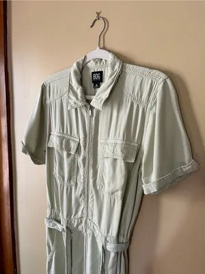 BDG Short-Sleeve Utility Jumpsuit in Light Green thumbnail 4