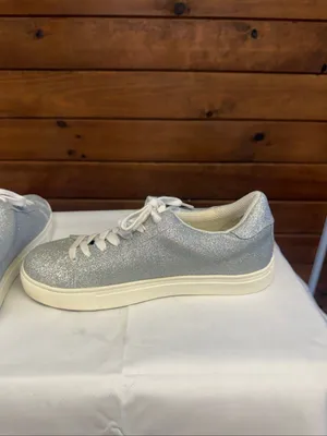 Isaac Mizrahi Live! Silver Glitter Lace-Up Sneakers Womans Sz 7 NWOB thumbnail 5