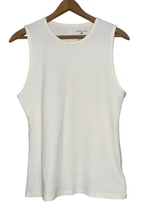 American Eagle White Ribbed Tank Top‎ Sleeveless Basic Casual XL thumbnail 1