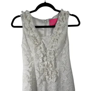 Lilly Pulitzer Kiera Shift Dress White Lace Pearl Ruffle Bride‎ Preppy Womens 0 thumbnail 4