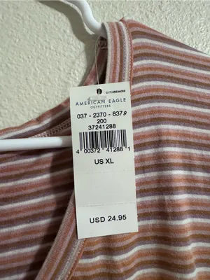 NWT American Eagle Outfitters Pink and White Striped V-Neck Tee thumbnail 2