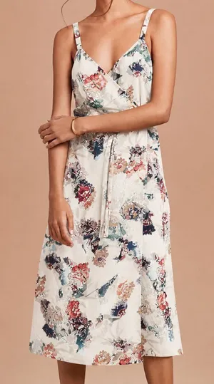 Aritzia‎ Wilfred Astere Floral Midi Wrap Dress XS thumbnail 1