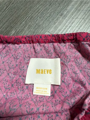 Anthropologie Maeve Off Shoulder Top Pink Blue Floral Feminine Smocked thumbnail 2
