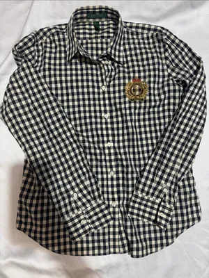 Ralph Lauren Black and White Gingham Button-Down Shirt with Embroidered Crest thumbnail 1