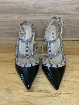 Valentino Garavani Rockstud 100 Two-Tone Patent Leather Pumps - Size 38 thumbnail 3