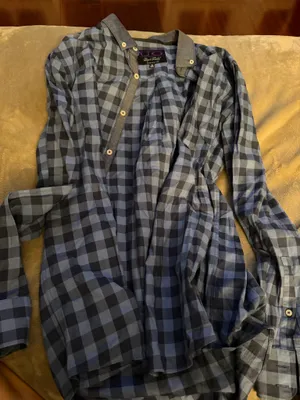 Purple Label Blue plaid men’s long sleeve button down shirt thumbnail 1