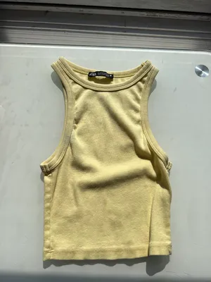 ZARA Yellow Ribbed Tank Top thumbnail 1