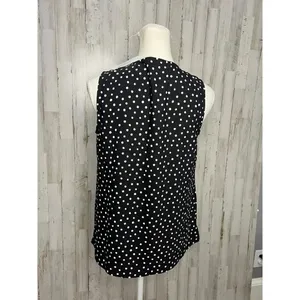 NWT Chico's Women's Sleeveless Polka Dot Blouse Black & White Size 0‎ thumbnail 3