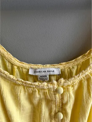 American Eagle Yellow Tiered Smocked Dress Size Medium thumbnail 7