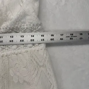 Cupshe White Lace Dress PomPom Tie V Neck Sleeveless Summer‎ Beach Size L thumbnail 6