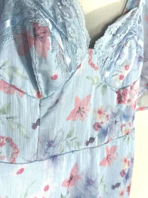 Lulus Valla Light Blue Floral Flutter Sleeve Bustier Midi Dress NWT Size XS thumbnail 4