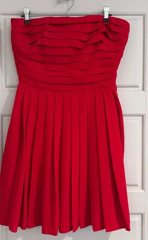 Rachel Roy RSVP Lipstick Red Pleated Strapless Mini Dress Size 8‎ thumbnail 1