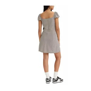 Levi’s Misha Flutter Sleeve Dress in Baby Check Sunny Cream Sz XL‎ thumbnail 2