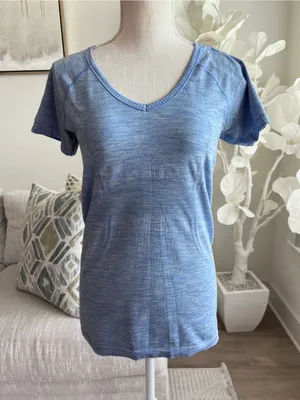Lululemon Swiftly Tech Short Sleeve Heathered Blue Women's V-Neck Active Tee 8 thumbnail 1
