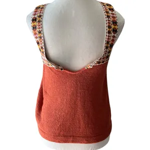 Madewell Terracotta‎ and Multicolor Strappy Tank Top Knit Sweater Boho Casual XS thumbnail 3