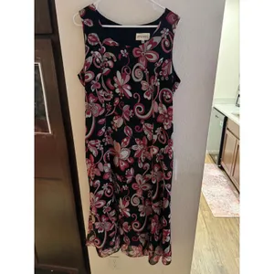 Studio I Womens Pink Floral Psychedelic Sleeveless‎ Midi Dress with Belt Size 16 thumbnail 2