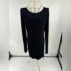 We The Free Black Long Sleeve V Neck Thermal Dress Size Large thumbnail 12