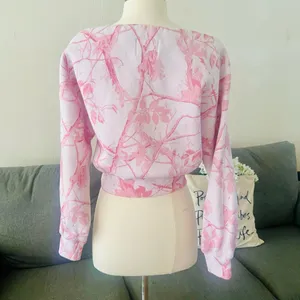 Abercrombie & Fitch Light Pink Camo Sunday Off-Shoulder Sweater thumbnail 5