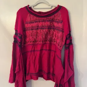 Free People Craft Time Bell Sleeve Sweater - Pink thumbnail 3