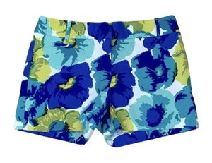 LOFT Blue Floral Cotton Blend Shorts thumbnail 1
