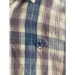 Ariat Plaid Button‎ Down Womens Size S Purple Blue Western Long Sleeve Cotton thumbnail 2