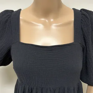 NWOT Asos Design Black Puff Sleeve Gauzy Top with Criss Cross tie on open back thumbnail 3