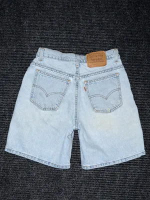Vintage 90s Levis 950 Orange Tab Relaxed Denim Shorts Distressed 6 / 26 USA Made thumbnail 2