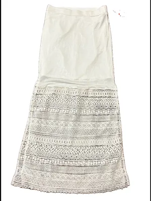 Jessica Simpson Maxi Skirt Size XS Cream Crochet Lace Boho Side Slit Beach NWT thumbnail 2