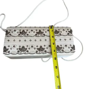 Vintage La Regale Beaded Satin Evening Bag Cream Brown Artsy‎ Fairycore Ethereal thumbnail 11
